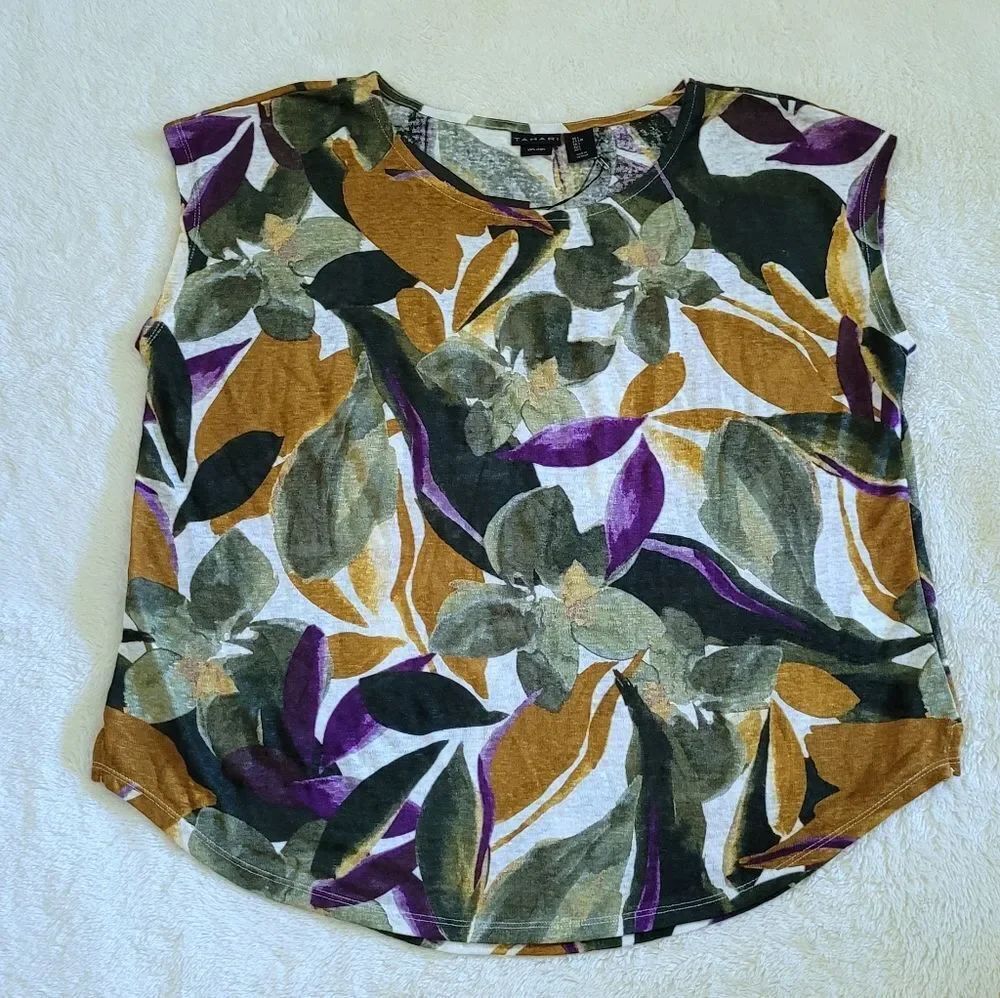 Tahari Floral💐 Linen Top - NWT